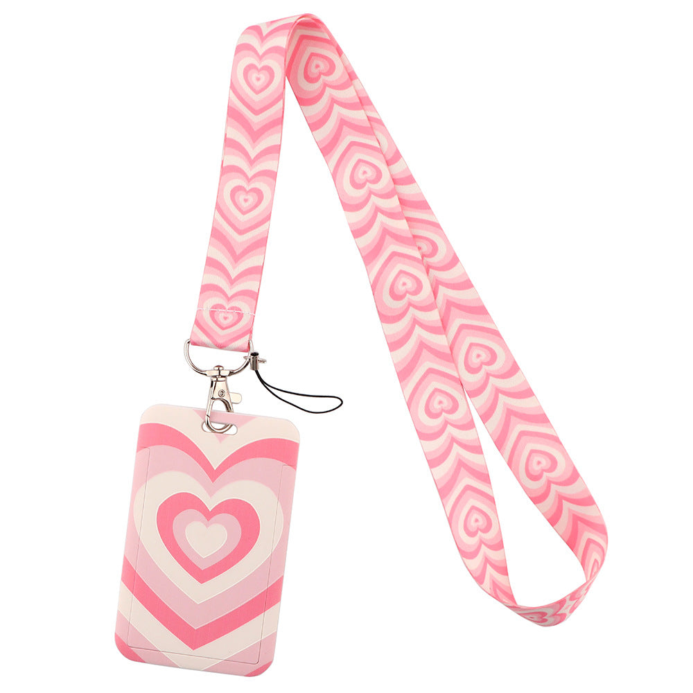 Wholesale Heart-shaped Love Mobile Phone Strap Meal Card Bus Access Control Work ID Brand Hard Shell Card Holder